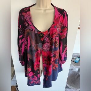Bleu Pink and Black Floral Blouse